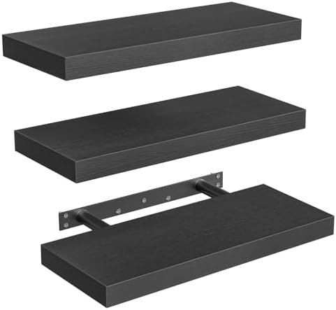 RALGEND Floating Wall Shelf Set of 3 Black