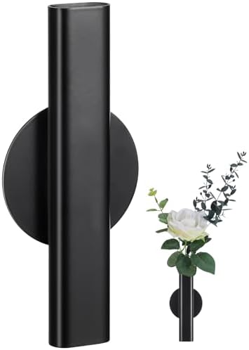 Toddmomy Wall Mounted Flower Tube Black Metal Vase