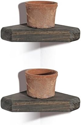 Freezing Point Corner Shelf Rustic Wood Floating Wall Mount Display Storage Decor