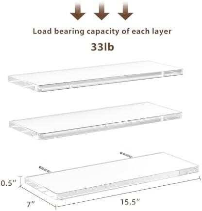 Clear Acrylic Floating Shelves for Wall Mounting