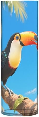 Toucan Bird Pattern Clear Cylinder Vase 118 Inch Tall