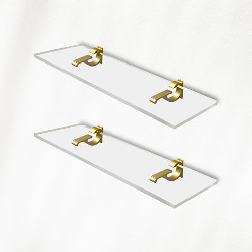 Clear Acrylic Floating Shelves 115 34 Thick Pack of 2