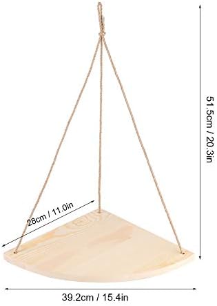 Joyzan Hanging Corner Shelf with Rope Triangle Wood Storage Rack