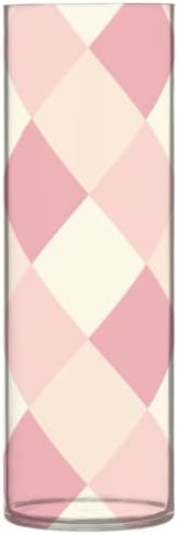 Blush and White Squares Plastic Hurricane Candle Holder 118 x 39 Inch