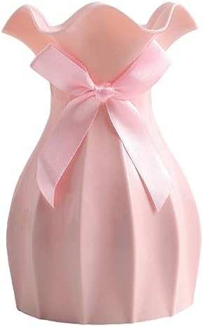 Modern Versatile Vase with Bow Decoration Shatterproof and Scratch-Resistant Plastic Elegant Pink