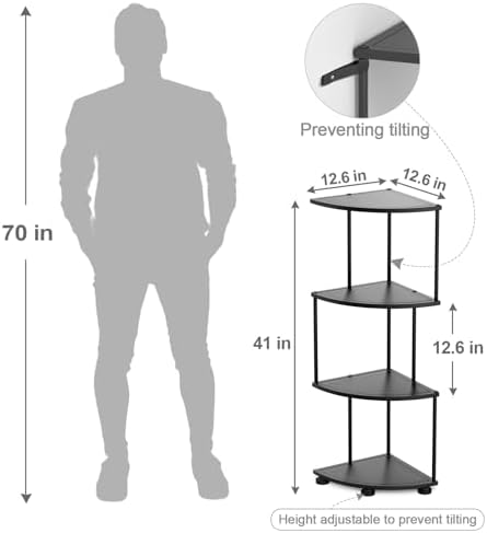 Haomsj 4 Tier Metal Corner Shelf Stand 41 Inches