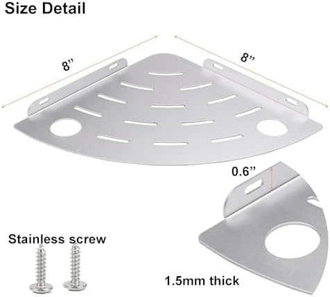 NUTNAPH Corner Shower Shelf Wall Mount Metal Floating Shelf Silver 1 Pcs