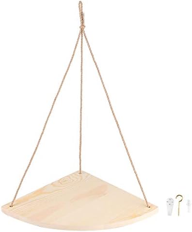 Joyzan Hanging Corner Shelf with Rope Triangle Wood Storage Rack
