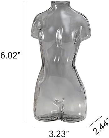 Kelendle Female Form Body Vase Glass Decor Gray