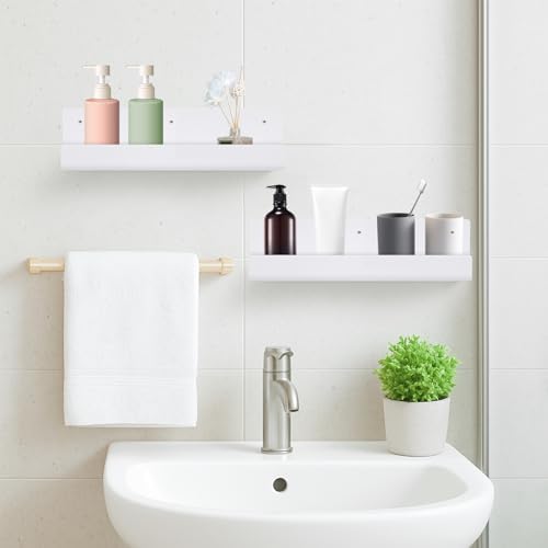 4pcs Floating Shelves Wall Mount White Acrylic Bookshelf