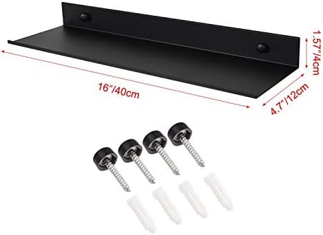 TLBTEK 2 Pcs 16 Inch Black Floating Shelves for Home Decor