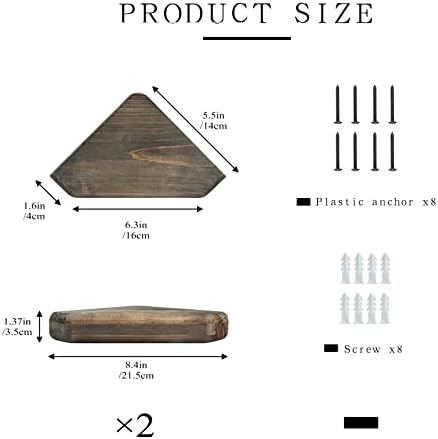 Freezing Point Corner Shelf Rustic Wood Floating Wall Mount Display Storage Decor