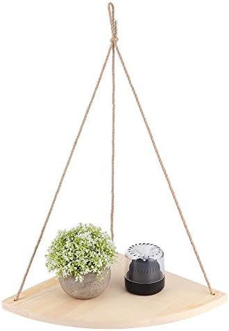 Joyzan Hanging Corner Shelf with Rope Triangle Wood Storage Rack