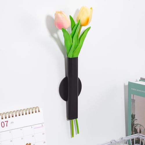 Toddmomy Wall Mounted Flower Tube Black Metal Vase