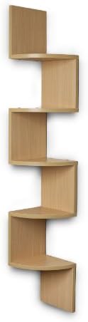 Danya B Large Rustic 5-Tier Corner Floating Wall Shelves Beech