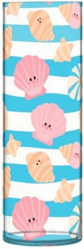 Summer Stripe Shell Blue Plastic Cylinder Vase 118x39 Inch