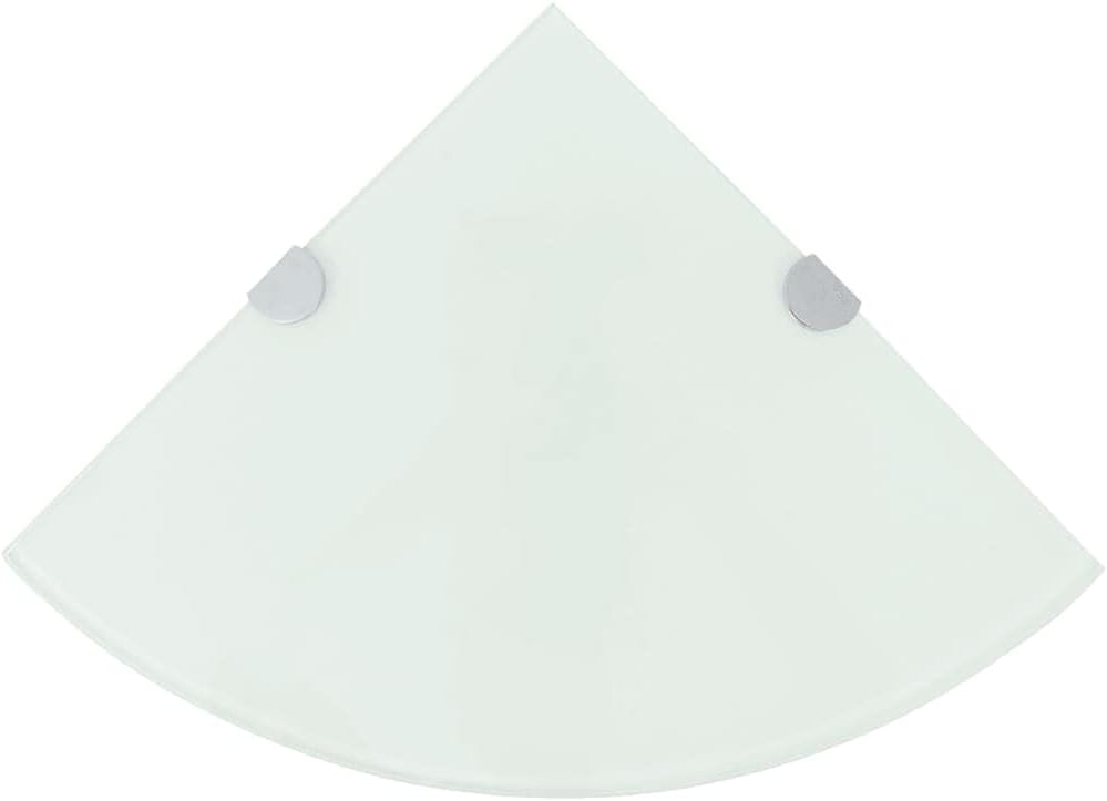 Corner Shelf with Chrome Supports Glass White 98x98 for Bathroom Bedroom Living Room Kitchen