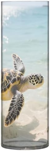 Swimming Sea Turtle Plastic Cylinder Vase 118 Inch Tall Clear