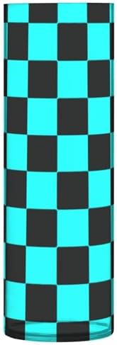 Buffalo Plaid Check Black Cyan Cylinder Vase 118 x 39 Inch