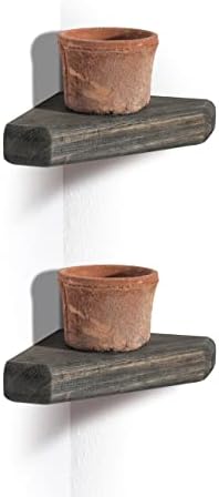 Freezing Point Corner Shelf Rustic Wood Floating Wall Mount Display Storage Decor