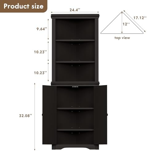 Flamaker Corner Cabinet with 2 Doors and 3 Shelves