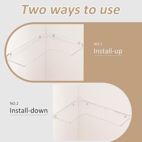 8x118 Inch Clear Corner Shelf Set of 4 Acrylic Floating Wall Mount