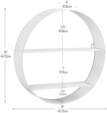 Mind Reader Circular Floating Shelves Wall Decor Accent Shelf Office Bathroom