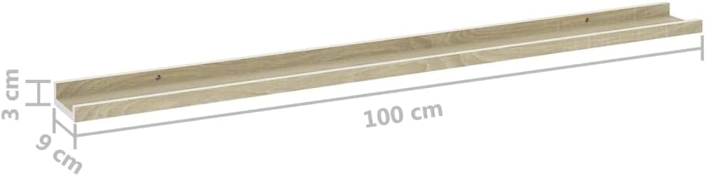 2 pcs Wall Shelves White and Sonoma Oak 394x35x12 for Bedroom Kitchen Decor