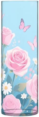 Pink Rose Flowers and Butterflies Hurricane Floating Candle Holder 118 x 39 Inch