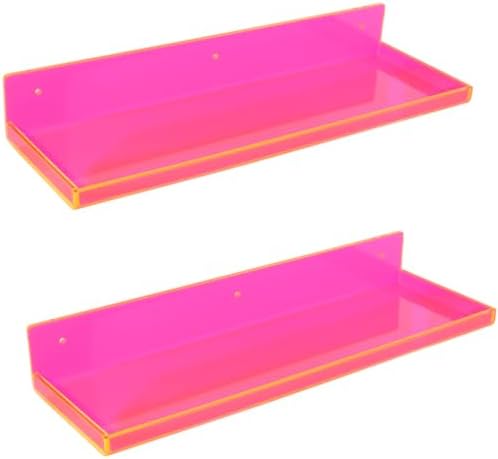 Neon Pink Floating Wall Shelves Pack of 2