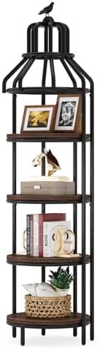 Tribesigns 4 Tier Corner Bookshelf with 4 Round Shelves