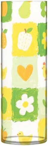 Yellow Green Flower Checkered Plastic Vase 118 x 39 Inch