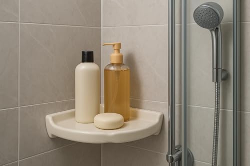 Tenedos Bone Almond Glazed Ceramic Corner Shelf