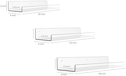 Rebecca Luxurious Acrylic Floating Shelves - 2 Pack Modern Wall Shelves