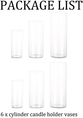Clear Cylinder Vase Set 6Pcs for Centerpieces and Decorations