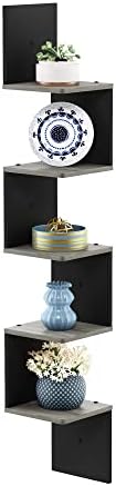 Furinno Rossi Wall Mount Floating Corner Shelf 5-Tier Square