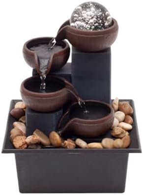 4-Tier Indoor Desktop Fountain with LED Lights and 3-Speed Pump