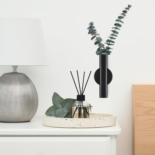 Toddmomy Wall Mounted Flower Tube Black Metal Vase