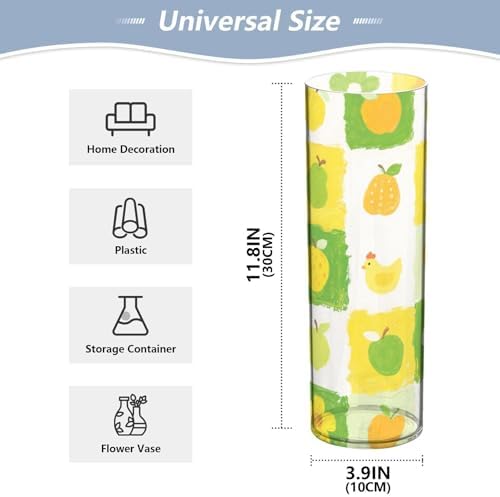 Yellow Green Flower Checkered Plastic Vase 118 x 39 Inch
