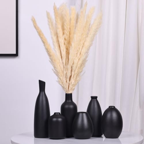 6 Pack Small Black Ceramic Bud Vases for Home Decor