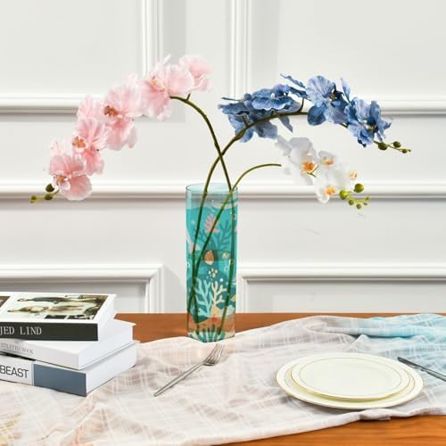 Cute Dolphin Diving Green Plastic Cylinder Vase 118 x 39 Inch