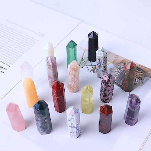 PEKMAR Natural Crystal Tower Rose Quartz Column Amethyst Home Decoration