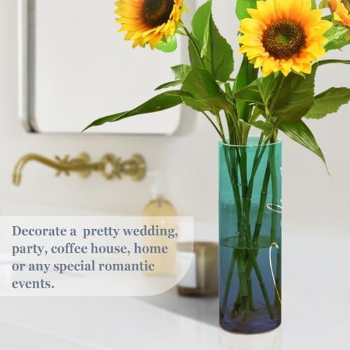 J JOYSAY Dark Teal Blue Gradient Vase for Centerpieces