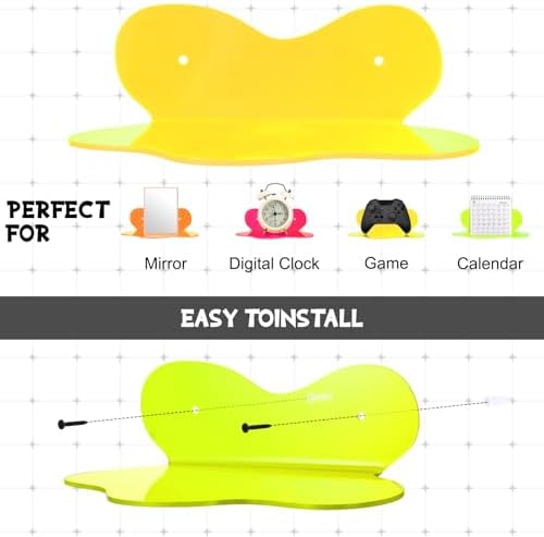 Soaoo 4 Pack Neon Floating Shelves for Display Storage