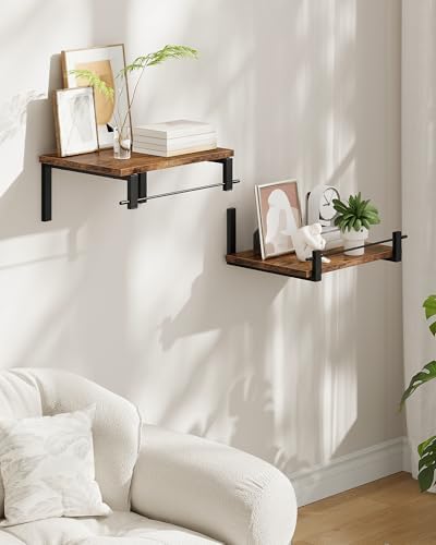 Floating Shelves Set of 2 12 Inch Deep Rustic Brown and Black
