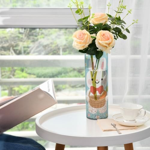 Cute White Rabbit Plastic Cylinder Vase for Flowers
