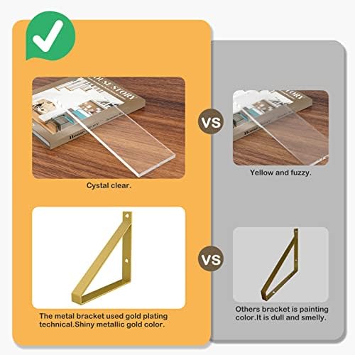 Gold Floating Shelves Set of 3 8mm Clear Acrylic Display