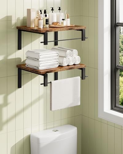 Floating Shelves Set of 2 12 Inch Deep Rustic Brown and Black