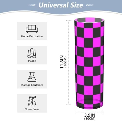 Buffalo Plaid Check Black Magenta Hurricane Candle Vase 118 x 39 Inch