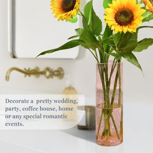 Glittering Starry Skin Color Plastic Hurricane Candle Holder 118 x 39 Inch Decorative Vase